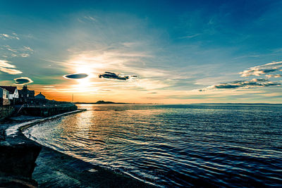 Scenic view of sea against sky during sunset