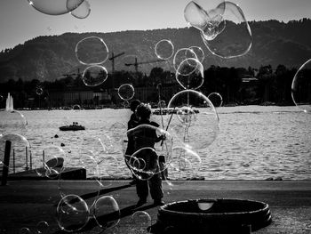 Reflection of woman in water