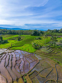 High angle view of landscape against sky