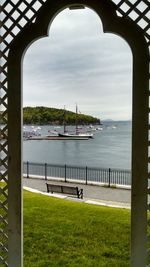 Boats moored in sea