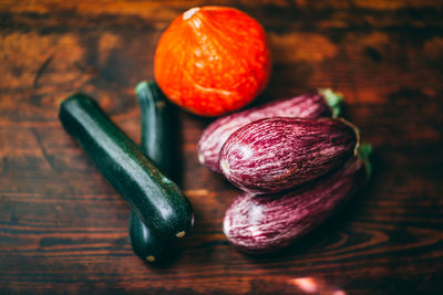 High angle view of fruits on table