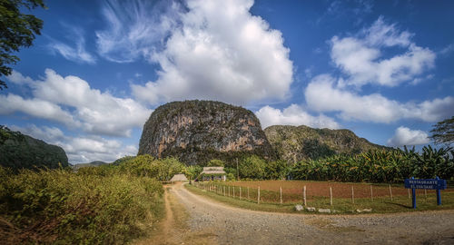 Mogotes and a restaurant in viñales in cuba