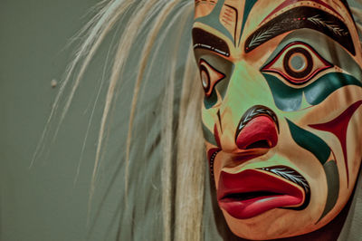 Close-up of statue against wall