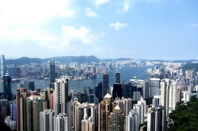 Aerial view of cityscape against sky