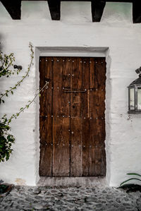 Closed door of building