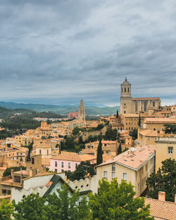 High angle view of buildings in city