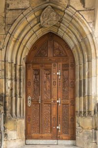 Closed door of historic building