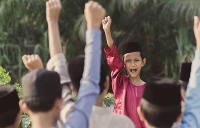 Group of boys protesting