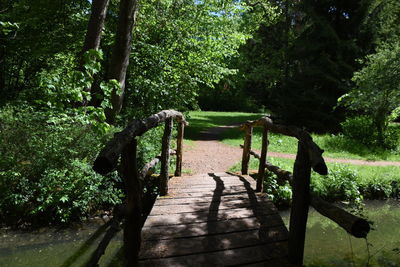 Wooden footbridge in park