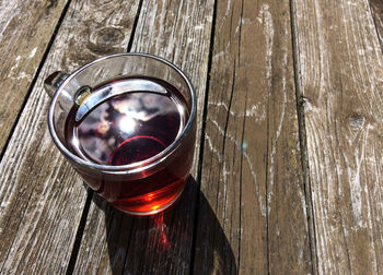 Close-up of beer in glass on table