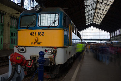 Train on railroad station