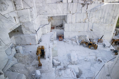 Photographic documentation of details of a quarry for the extraction of marble in carrara italy