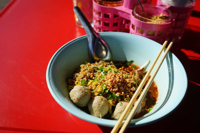 Close-up of food in bowl on table