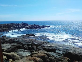 View of calm sea against blue sky