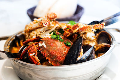 Close-up of food in bowl on table