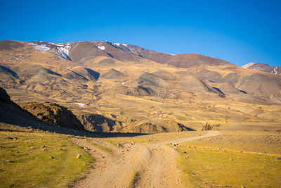 Scenic view of mountains against clear sky