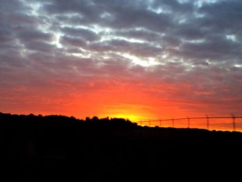 Silhouette landscape against sky during sunset