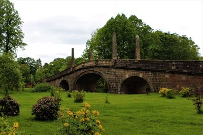 Gazebo in park against sky