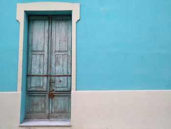 Closed door of house