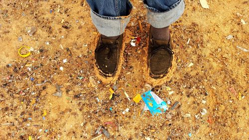 Low section of man standing on ground