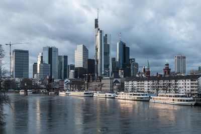 River with skyscrapers in background