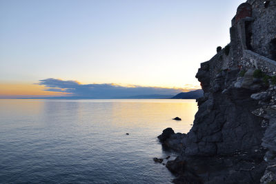 Scenic view of sea against sky during sunset