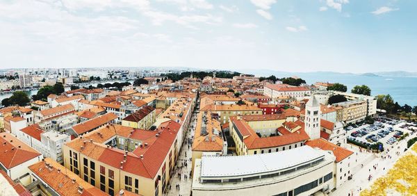 High angle view of townscape against sky