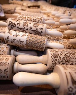 Christmas cookie rolling pins on a market stall in krakow