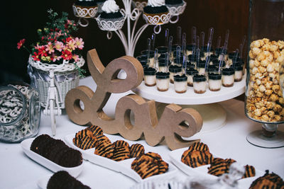 Dessert on wedding table