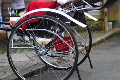 Close-up of bicycle wheel