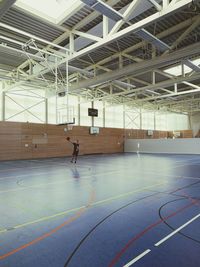 Low angle view of basketball hoop against building