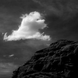 Low angle view of rock formation against sky