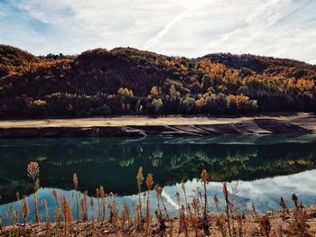 Scenic view of lake against sky