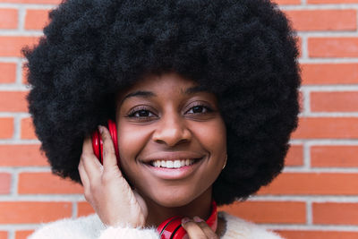 Portrait of woman with curly hair