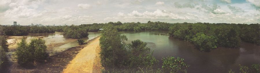 Scenic view of lake against sky