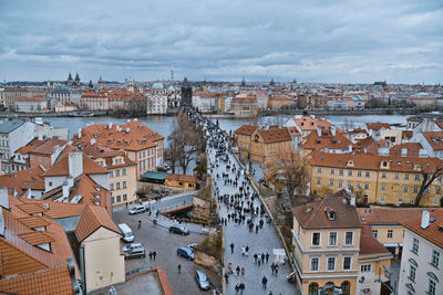 High angle view of townscape against sky