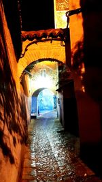 Illuminated corridor in building