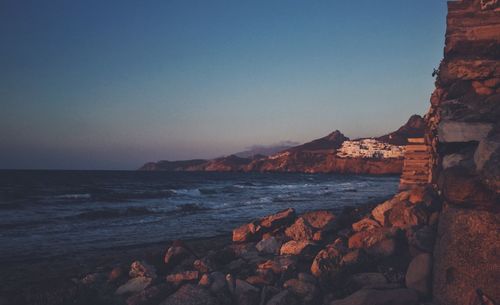 Scenic view of sea against clear sky