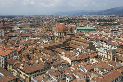 High angle view of cityscape against sky