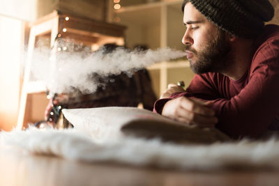 Portrait of young man with ice cream