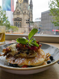 Close-up of food in plate on table