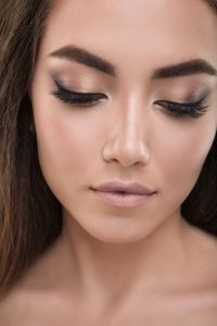 Close-up portrait of a beautiful young woman