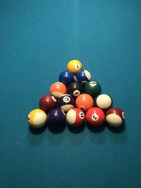 High angle view of balls on table