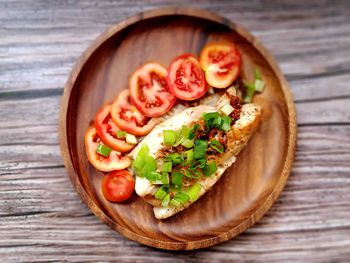 High angle view of food on table