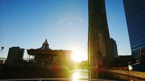 View of city at sunset