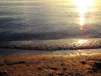 High angle view of beach during sunset