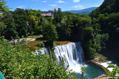 Travel to balkan during summer on holiday,jajce in bosnia and herzegovina.waterfall in jajce