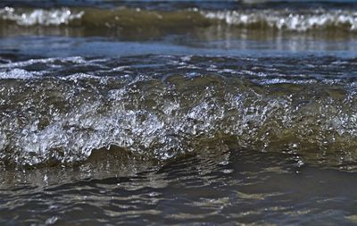 Close-up of water splashing in sea