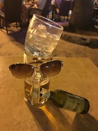 Close-up of wine glass on table in restaurant