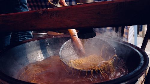 Close-up of meat on barbecue grill